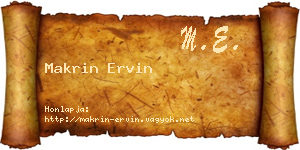 Makrin Ervin névjegykártya